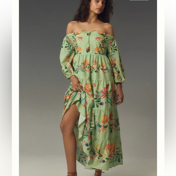 FARM RIO x Anthropologie off the shoulder midi dress - Picture 1 of 3